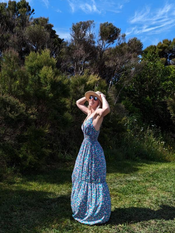 maxi peasant dress Dreams 70s Witchy Tiered decorative buttons Womens Cotton Linen Peasant Maxi